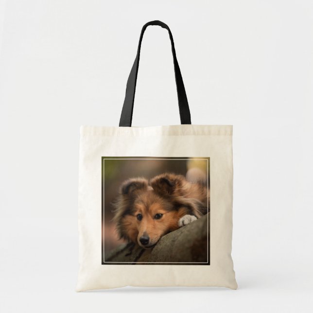 Cutest Baby Animals | Shetland Sheepdog Puppy Tote Bag (Front)