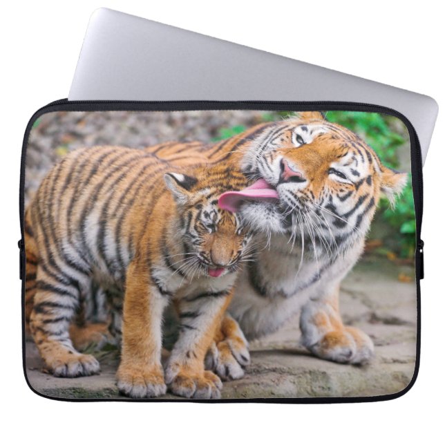 Cutest Baby Animals | Siberian Tiger Family Laptop Sleeve (Front)