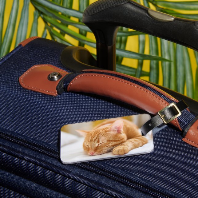 Cutest Baby Animals | Sleeping Ginger Cat Luggage Tag (Front Insitu 3)