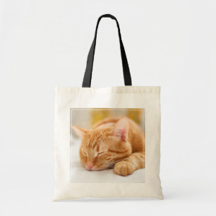 Cutest Baby Animals Sleeping Ginger Cat Tote Bag