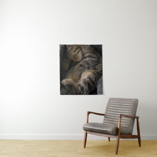 Cutest Baby Animals   Sleeping Tabby Cat Tapestry