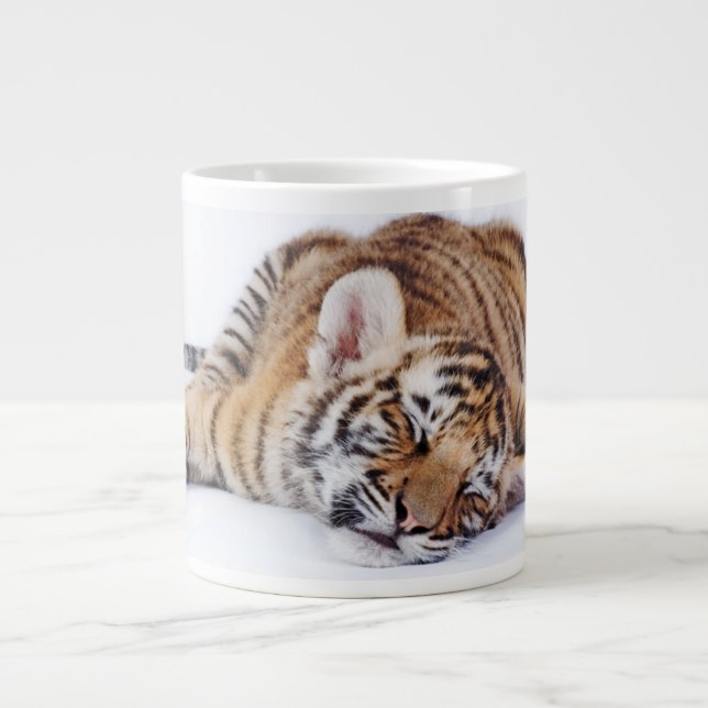 Cutest Baby Animals | Sleepy Baby Tiger Cub Large Coffee Mug (Front)