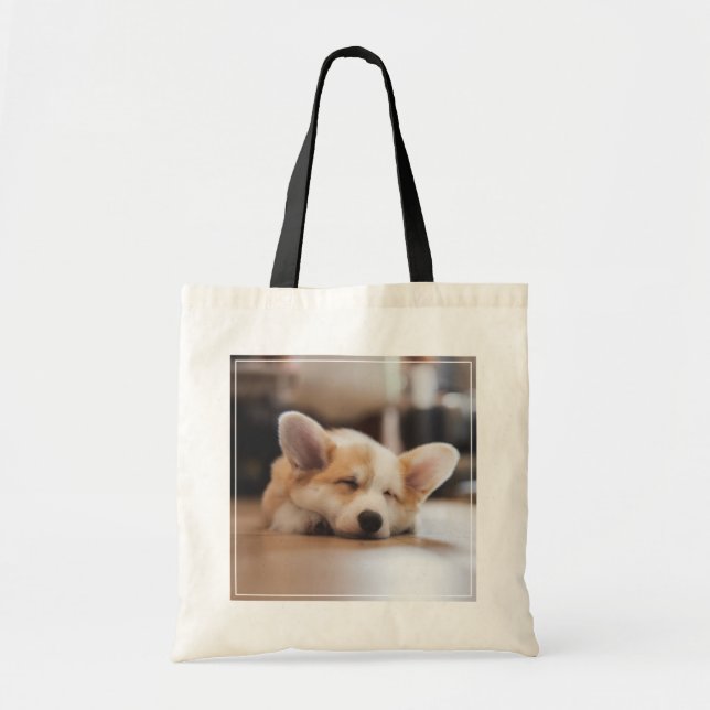 Cutest Baby Animals | Sleepy Corgi Tote Bag (Front)