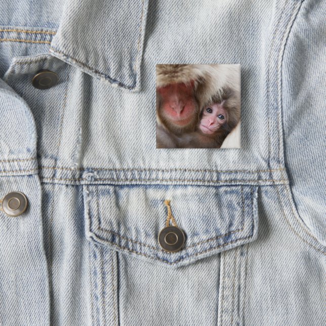 Cutest Baby Animals | Snow Monkey 15 Cm Square Badge (In Situ)