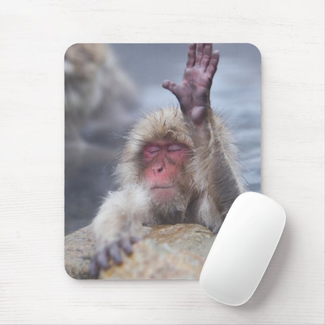 Cutest Baby Animals | Snow Monkey Face Mouse Mat (With Mouse)
