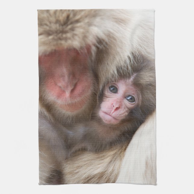 Cutest Baby Animals | Snow Monkey Tea Towel (Vertical)