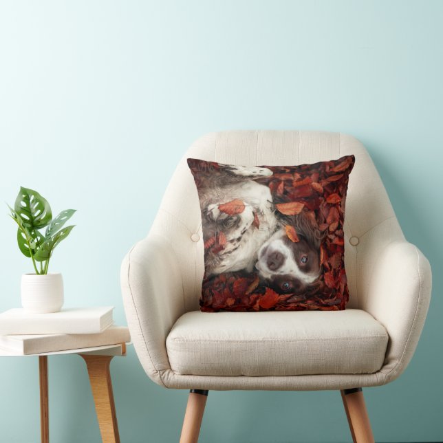 Cutest Baby Animals | Spaniel in Autumn Leaves Cushion (Chair)
