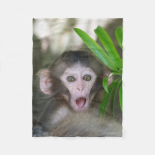 Cutest Baby Animals   Surprised Snow Monkey Fleece Blanket