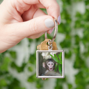 Cutest Baby Animals Surprised Snow Monkey Key Ring