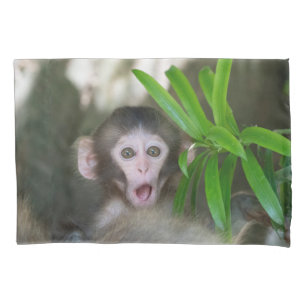 Cutest Baby Animals   Surprised Snow Monkey Pillowcase