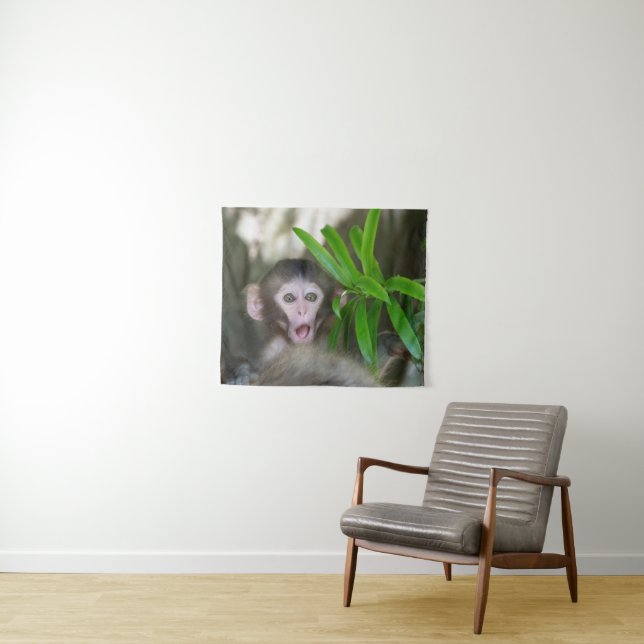 Cutest Baby Animals | Surprised Snow Monkey Tapestry (In Situ (Horizontal))