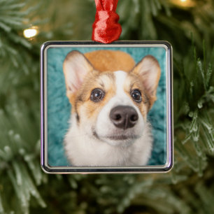 Cutest Baby Animals Sweet Corgi Puppy Face Metal Tree Decoration
