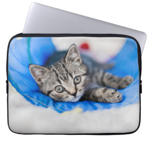 Cutest Baby Animals Tabby Kitten in Play Tunnel Laptop Sleeve