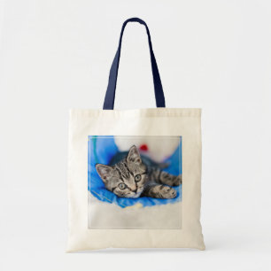 Cutest Baby Animals   Tabby Kitten in Play Tunnel Tote Bag