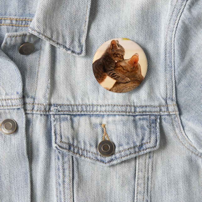 Cutest Baby Animals | Tabby Kitten Kiss 6 Cm Round Badge (In Situ)