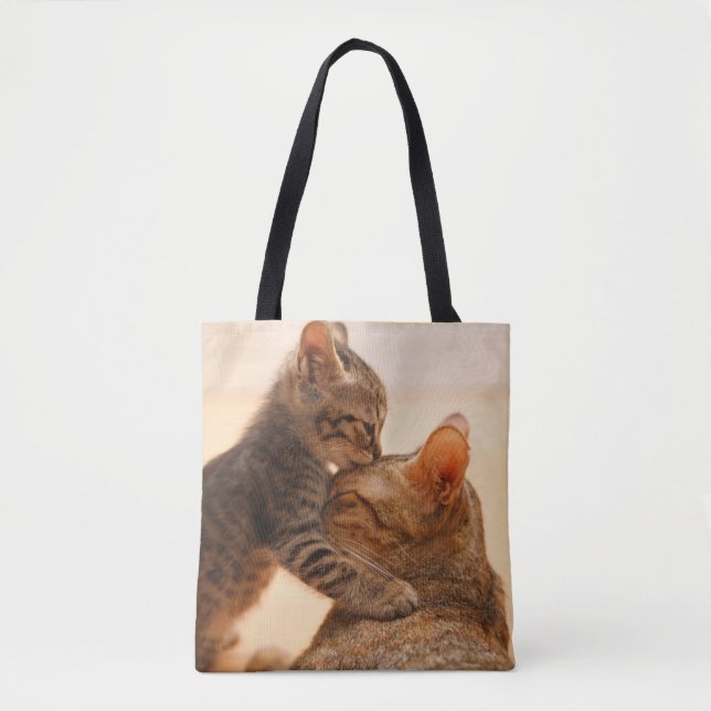 Cutest Baby Animals | Tabby Kitten Kiss Tote Bag (Front)