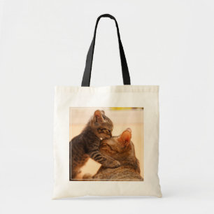 Cutest Baby Animals Tabby Kitten Kiss Tote Bag