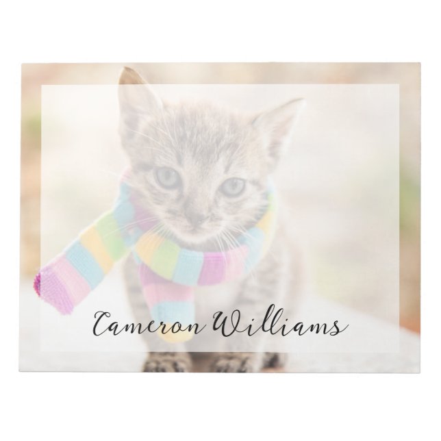 Cutest Baby Animals | Tabby Kitten Rainbow Scarf Notepad (Front)