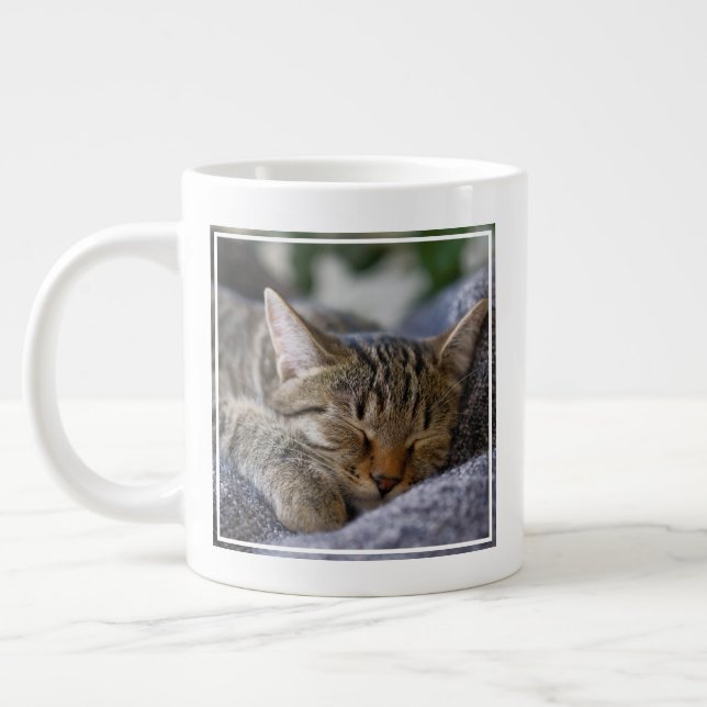 Cutest Baby Animals | Tabby Kitten Sleeping Large Coffee Mug (Left)