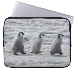 Cutest Baby Animals Three Emperor Penguin Chicks Laptop Sleeve
