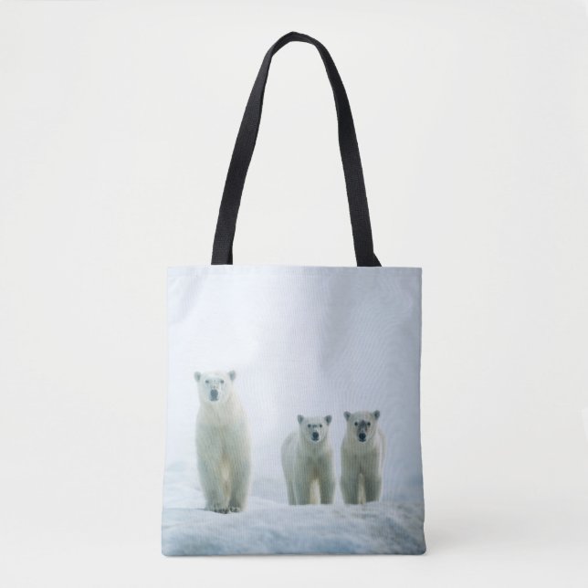 Cutest Baby Animals | Three Young Polar Bears Tote Bag (Front)