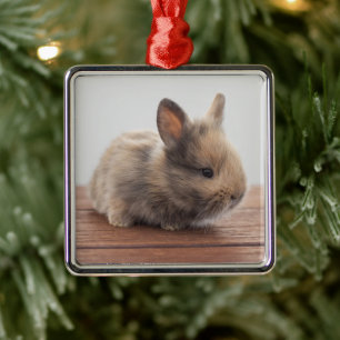 Cutest Baby Animals Tiny Baby Bunny Metal Tree Decoration