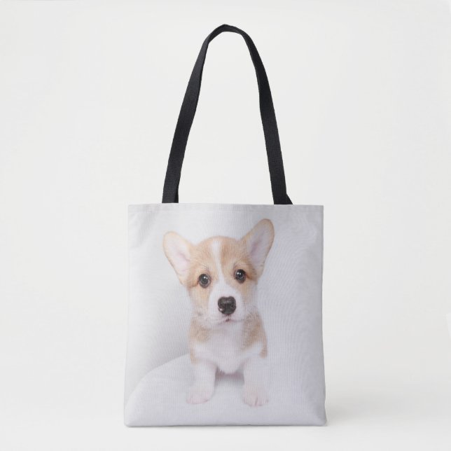 Cutest Baby Animals | Tiny Corgi Tote Bag (Front)