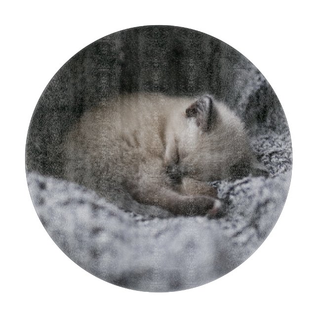 Cutest Baby Animals | Tiny Kitten Sleeping Cutting Board (Front)