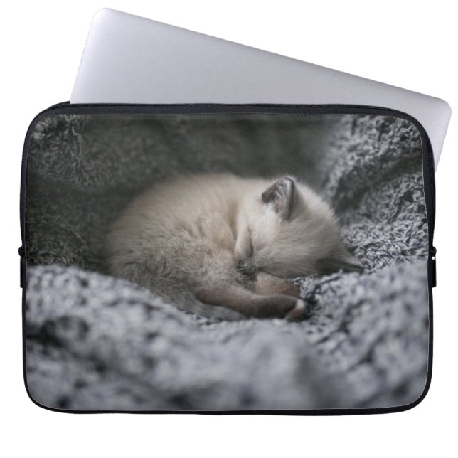 Cutest Baby Animals | Tiny Kitten Sleeping Laptop Sleeve (Front)