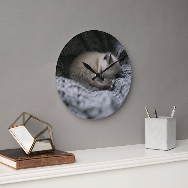Cutest Baby Animals | Tiny Kitten Sleeping Large Clock (Office)