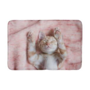 Cutest Baby Animals Tiny Orange Striped Kitten Bath Mat