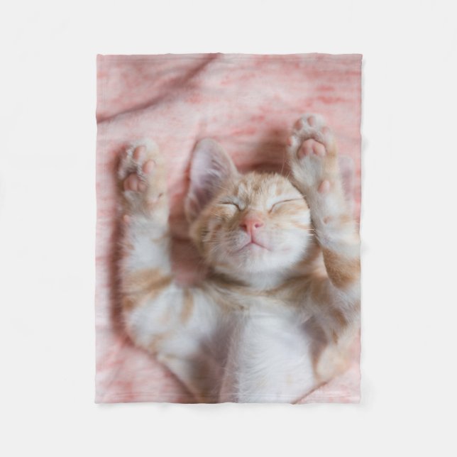 Cutest Baby Animals | Tiny Orange Striped Kitten Fleece Blanket (Front)