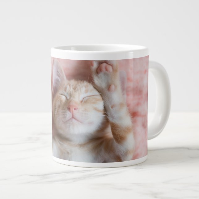 Cutest Baby Animals | Tiny Orange Striped Kitten Large Coffee Mug (Front Right)