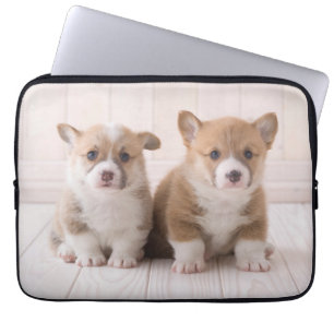 Cutest Baby Animals   Two Baby Corgis Sitting Laptop Sleeve