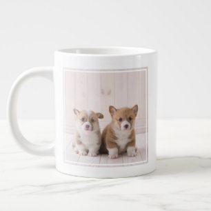 Cutest Baby Animals   Two Baby Corgis Sitting Large Coffee Mug