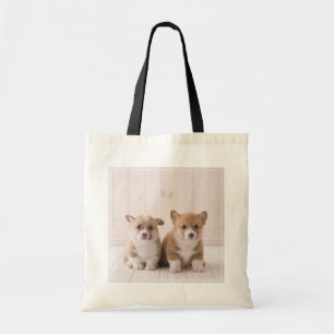 Cutest Baby Animals Two Baby Corgis Sitting Tote Bag