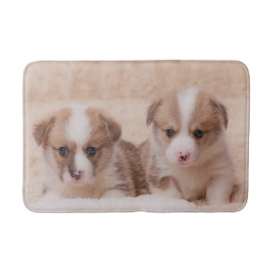 Cutest Baby Animals   Two Corgi Puppies Bath Mat