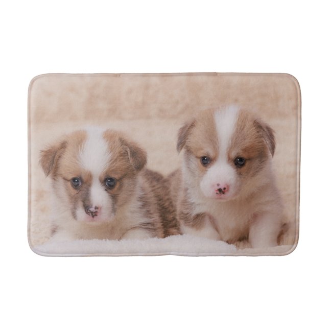 Cutest Baby Animals | Two Corgi Puppies Bath Mat (Front)