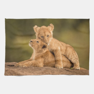 Cutest Baby Animals   Two Lion Cubs Tea Towel