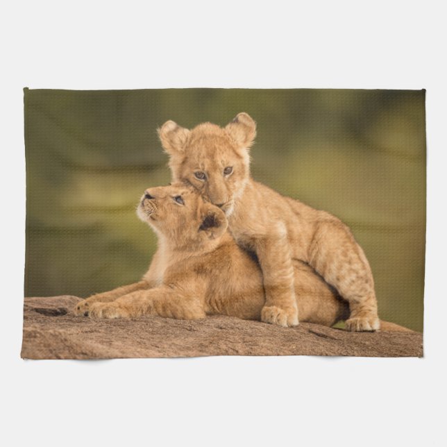 Cutest Baby Animals | Two Lion Cubs Tea Towel (Horizontal)