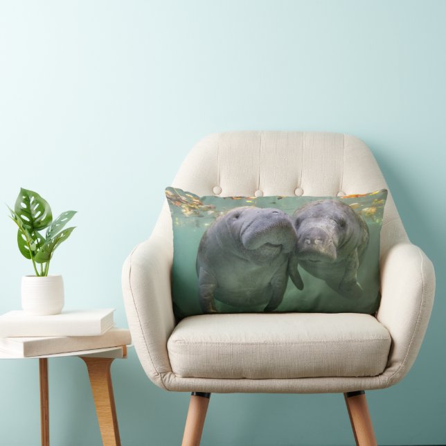 Cutest Baby Animals | Two Manatees Lumbar Cushion (Chair)