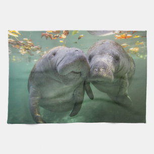 Cutest Baby Animals   Two Manatees Tea Towel