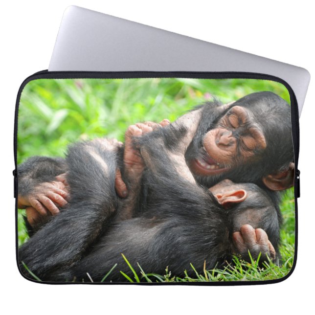 Cutest Baby Animals | Two Young Chimpanzees Laptop Sleeve (Front)