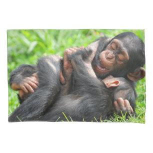 Cutest Baby Animals Two Young Chimpanzees Pillowcase