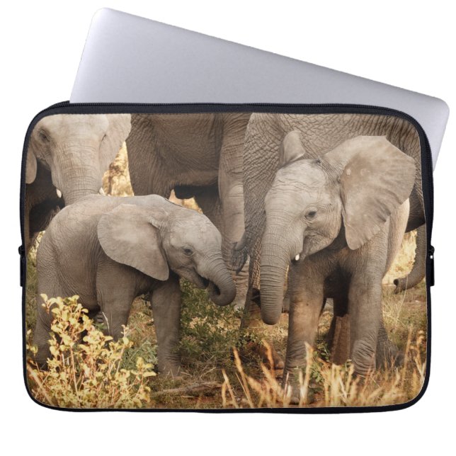 Cutest Baby Animals | Two Young Elephants Laptop Sleeve (Front)