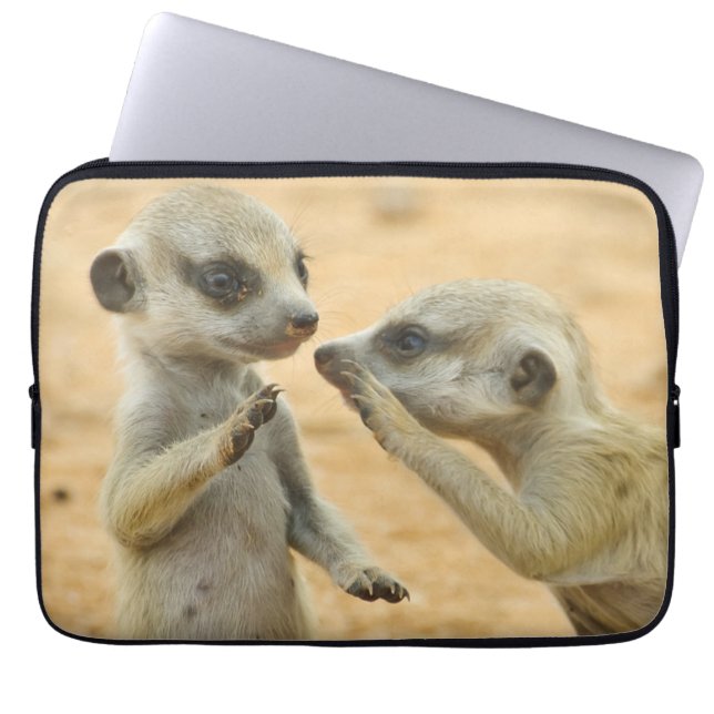 Cutest Baby Animals | Two Young Meerkats Laptop Sleeve (Front)