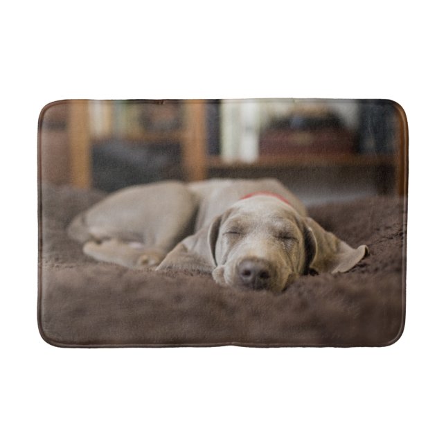 Cutest Baby Animals | Weimaraner Puppy Sleeping Bath Mat (Front)