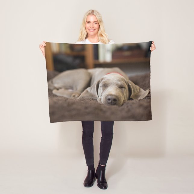 Cutest Baby Animals | Weimaraner Puppy Sleeping Fleece Blanket (In Situ)