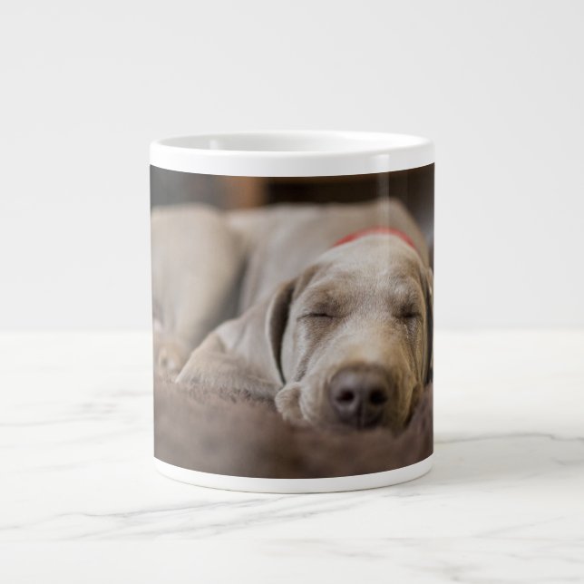 Cutest Baby Animals | Weimaraner Puppy Sleeping Large Coffee Mug (Front)