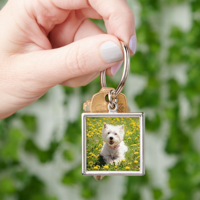 Cutest Baby Animals | Westie Dog in Dandelions Key Ring (Hand)